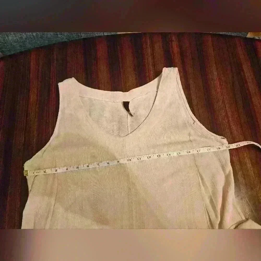 H4 Cream V-neck Sleeveless Midi A-line Dress Size EU 36 US L EUC - Picture 7 of 16